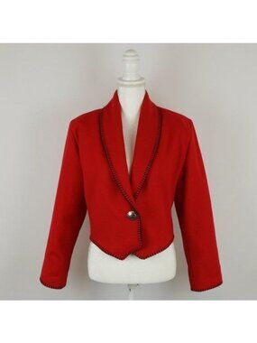 Rhonda Stark Vintage Women's Medium Red Wool Blend Felted Western Style Jacket